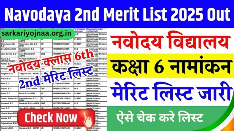 Navodaya 2nd Merit List 2025 Out