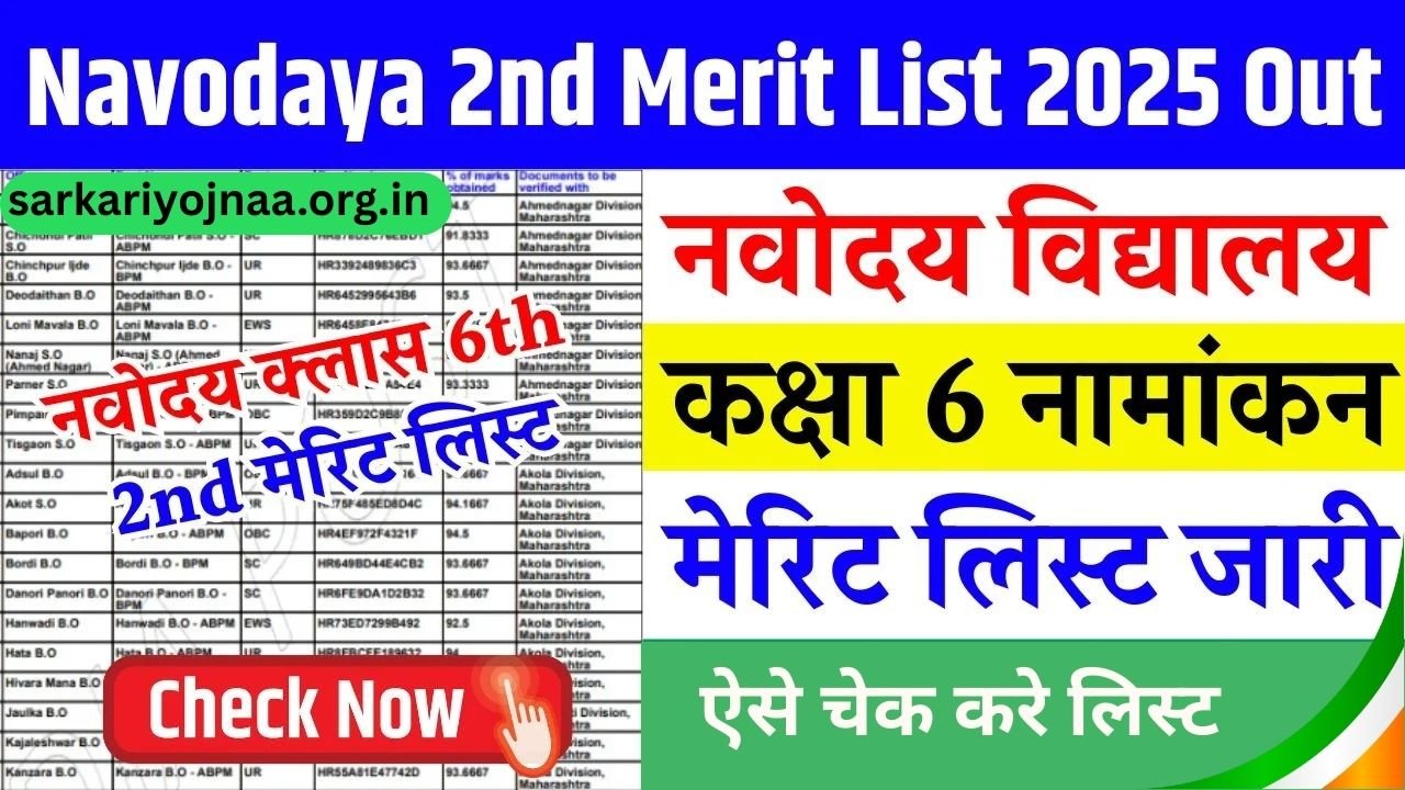 Navodaya 2nd Merit List 2025 Out
